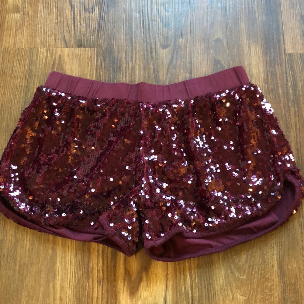 Maroon Sequin shorts
